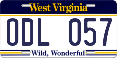 WV license plate ODL057