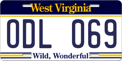 WV license plate ODL069