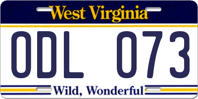 WV license plate ODL073