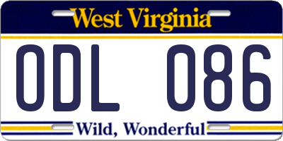 WV license plate ODL086