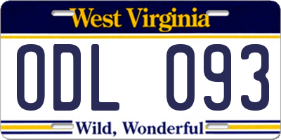 WV license plate ODL093