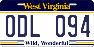 WV license plate ODL094