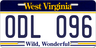 WV license plate ODL096