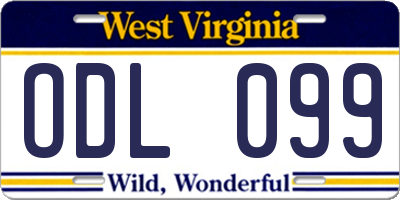 WV license plate ODL099