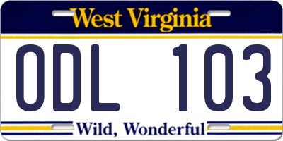 WV license plate ODL103