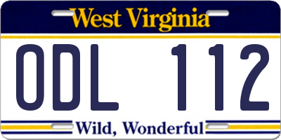 WV license plate ODL112