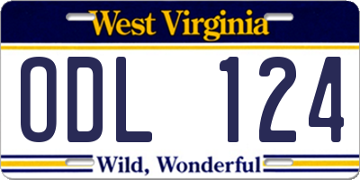 WV license plate ODL124