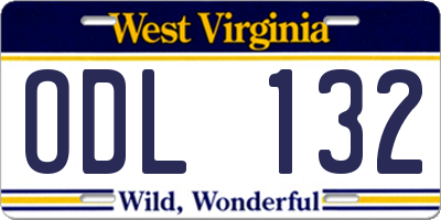 WV license plate ODL132