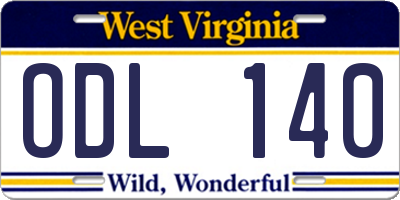 WV license plate ODL140