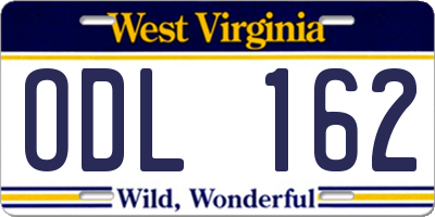 WV license plate ODL162