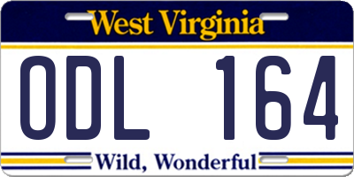 WV license plate ODL164