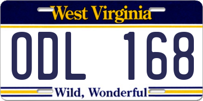 WV license plate ODL168
