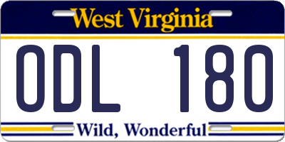 WV license plate ODL180