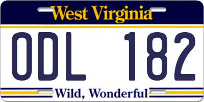 WV license plate ODL182