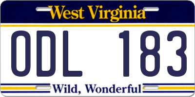 WV license plate ODL183