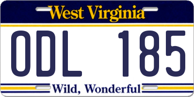 WV license plate ODL185