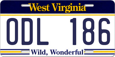 WV license plate ODL186