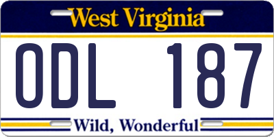 WV license plate ODL187