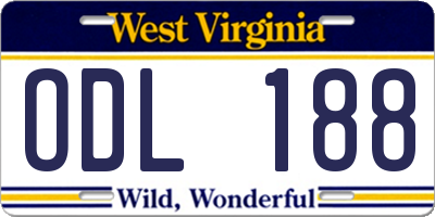 WV license plate ODL188