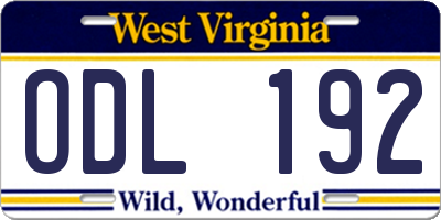 WV license plate ODL192