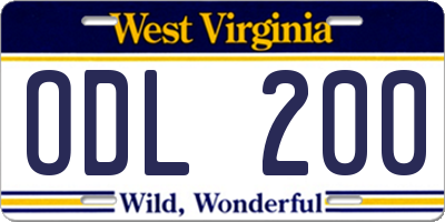 WV license plate ODL200