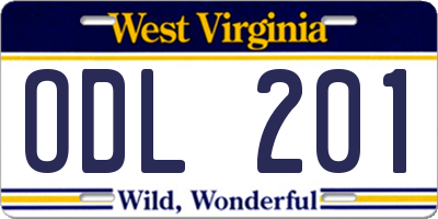 WV license plate ODL201