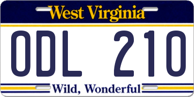 WV license plate ODL210