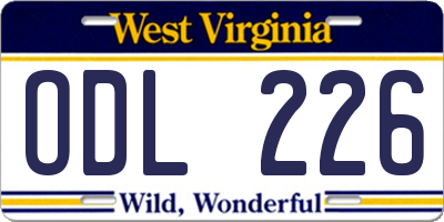 WV license plate ODL226