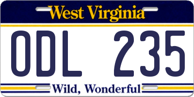 WV license plate ODL235