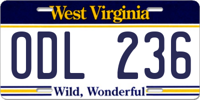 WV license plate ODL236