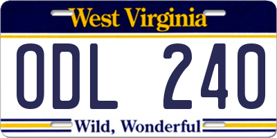 WV license plate ODL240