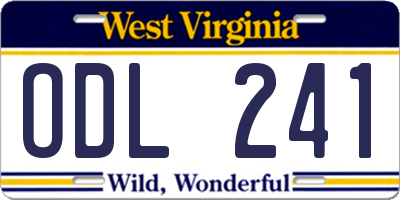 WV license plate ODL241