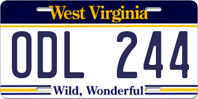 WV license plate ODL244