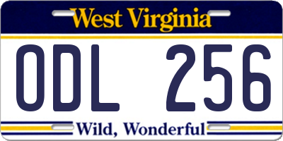 WV license plate ODL256