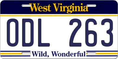 WV license plate ODL263