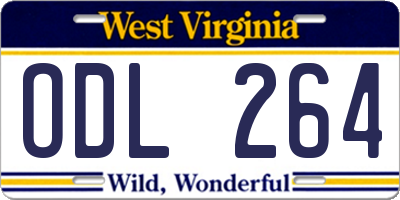 WV license plate ODL264