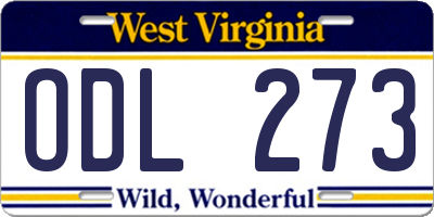 WV license plate ODL273