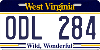 WV license plate ODL284