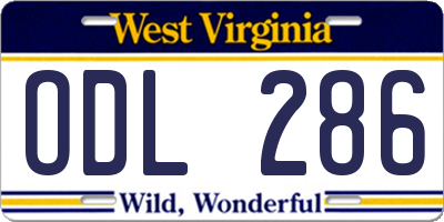 WV license plate ODL286