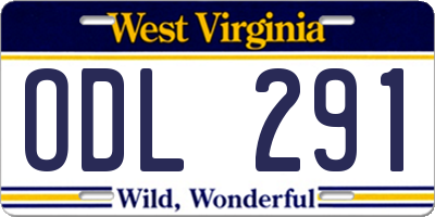 WV license plate ODL291
