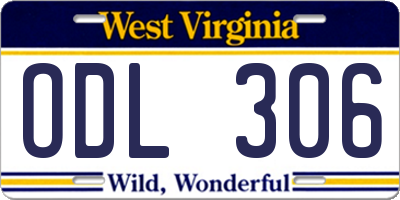 WV license plate ODL306