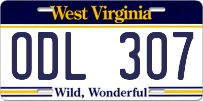 WV license plate ODL307