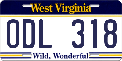 WV license plate ODL318