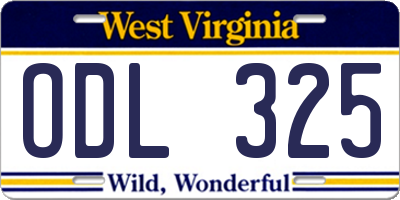 WV license plate ODL325