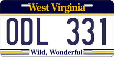 WV license plate ODL331
