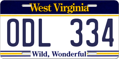 WV license plate ODL334