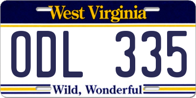 WV license plate ODL335