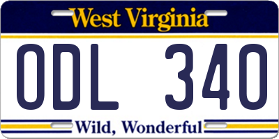 WV license plate ODL340
