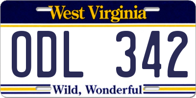 WV license plate ODL342