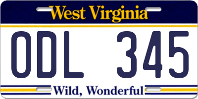 WV license plate ODL345